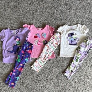 Gymboree Girls Matching Tops and Leggings Set - Purple, Pink, White